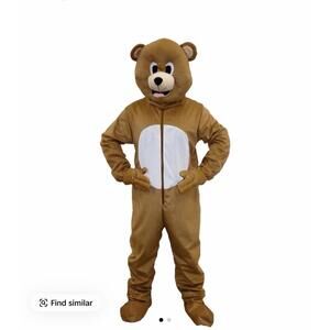 Bear Mascot Costume For Kids - Soft Breathable Brown Jumpsuit with Front Zipper,